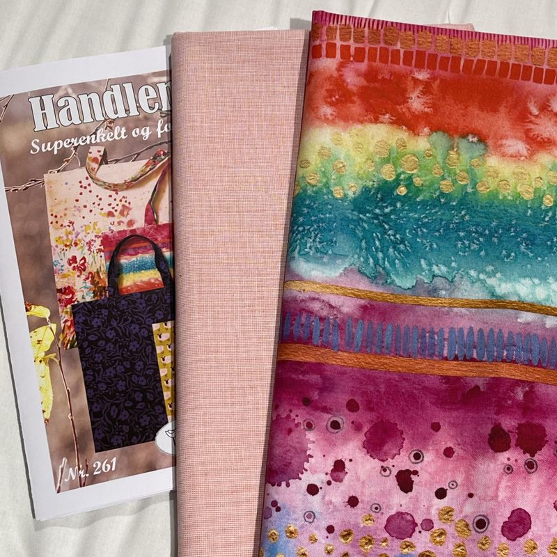 Handlenett - materialpakke med stoffer til 4 nett i ulike str