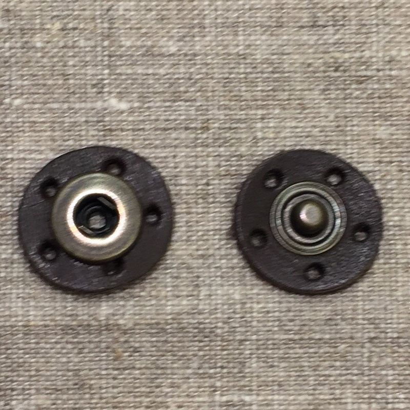 Trykknapp lær - 15mm Mocca 