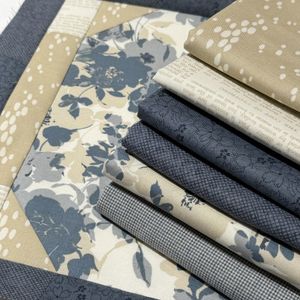 Frokostbrikker - støvet blå og beige stoffpakke 2,4m stoff