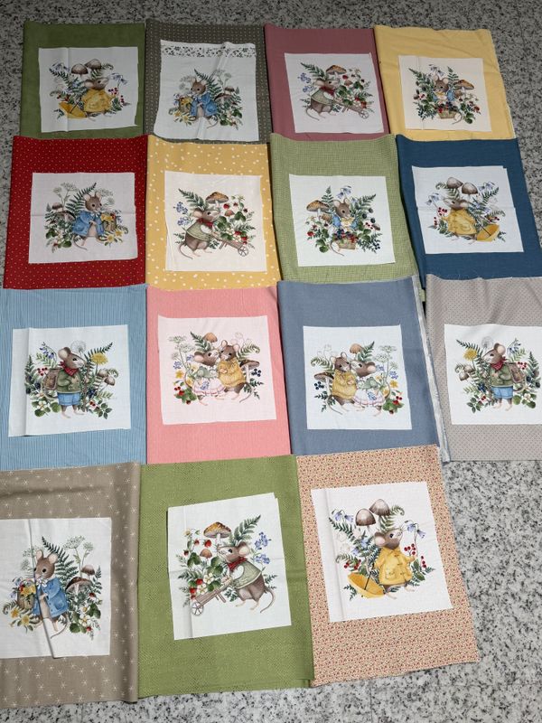 Jordbær mus  - stoffpakke 15x30cm