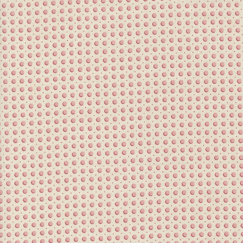 Gråbeige bunn med røde dotter  - French General