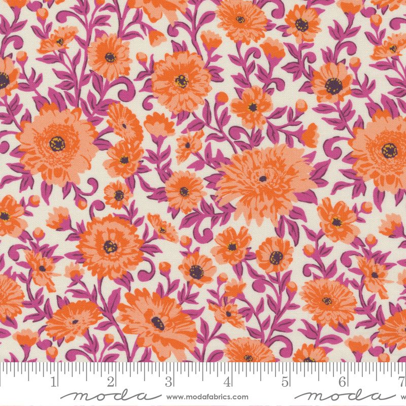 Paisley Rose - klemetinefarget blomst på lys bunn 50cm