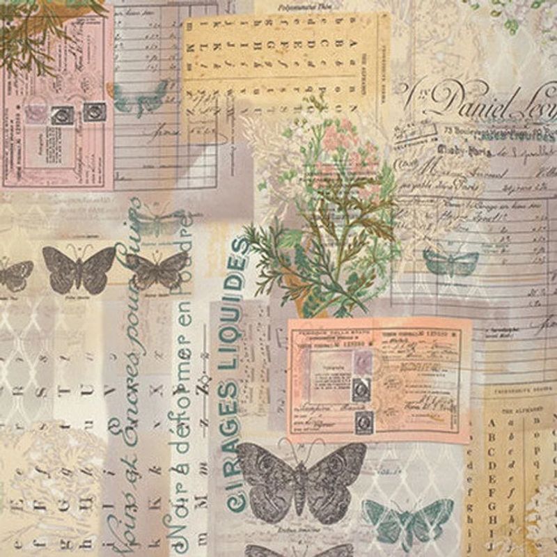 Tim Holtz,roser, sommerfugler og tekst 1m